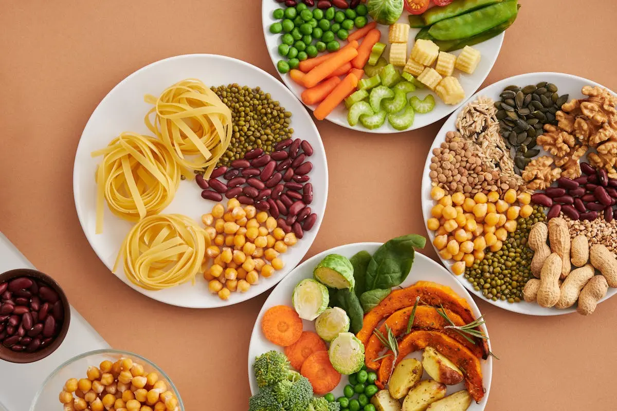 A colorful display of different Vitamin D Rich foods artistically presented on plates